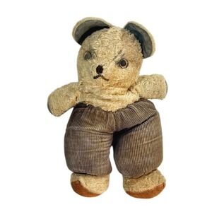 Antique Teddy Bear Corduroy Pants Plush Stuffed Animal Toy Collectible Vintage‎